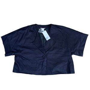 TravelSmith Nanotex Black One Button Crop Jacket LARGE NWT